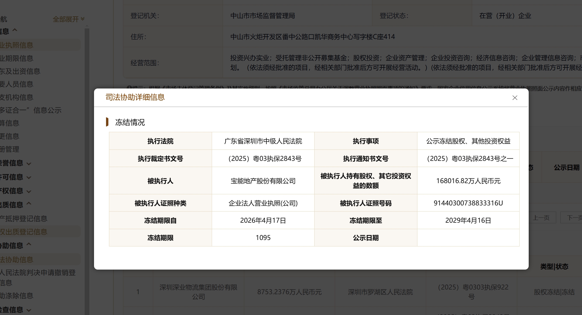 宝能地产16.8亿股权遭冻结，实业投资版图再承压
